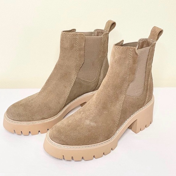 Dolce Vita Halina Suede Lug Sole Ankle Boots. Women’s. Size 8.5. Tan Booties - Picture 3 of 9